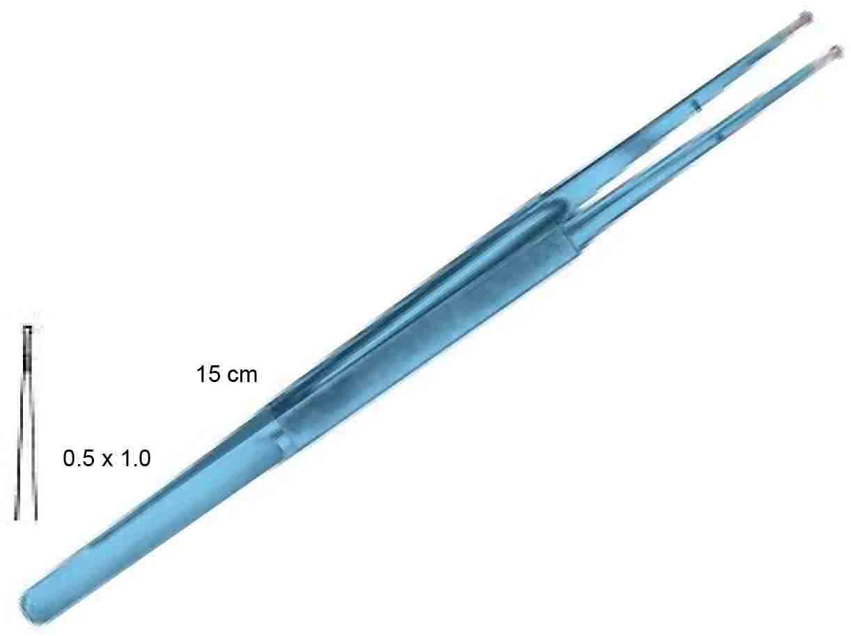 RİNG TİP TİTANYUM MİKRO DOKU PENSETİ YUVARLAK SAPLI DÜZ  0,4X1,0 MM 15 CM